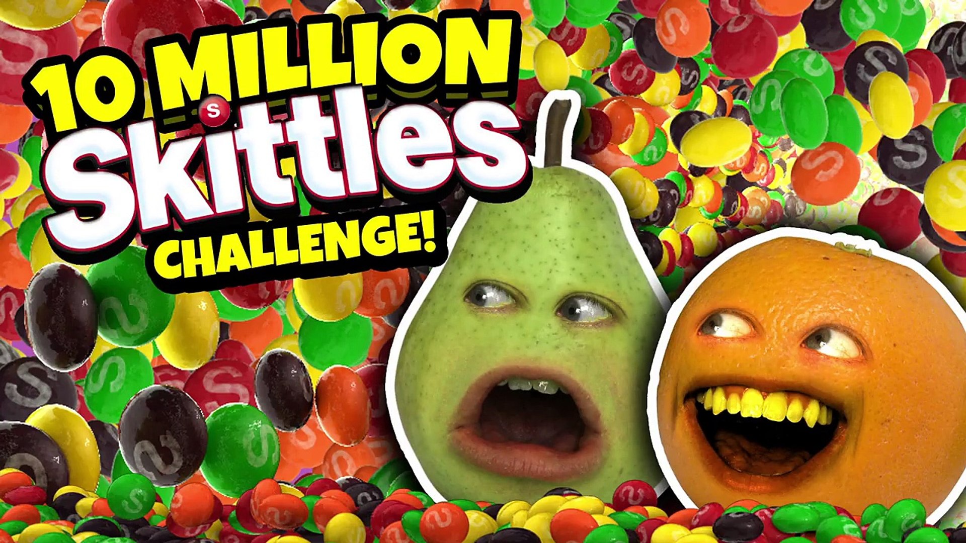 Dropping 10 Million Skittles On Pear S Head Annoying Orange