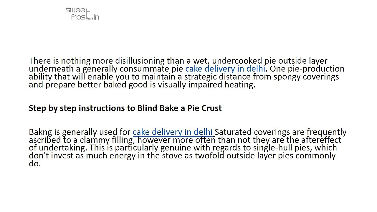 What Is Blind Baking
