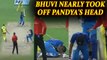 India vs Australia 2nd ODI :Bhuwneshwar Kumar nearly takes Hardik Pandya's head off with ball
