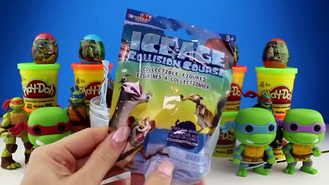 Giant Teenage Mutant Ninja Turtle Play Doh Surprise Egg TMNT Mikey - Finding Dory, Ice Age Toys
