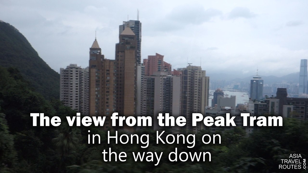 The view from the Peak Tram in Hong Kong on the way down