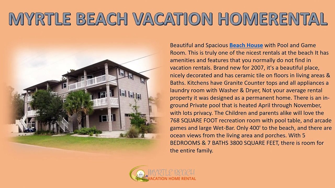 Myrtle Beach South Carolina Beach House Rental