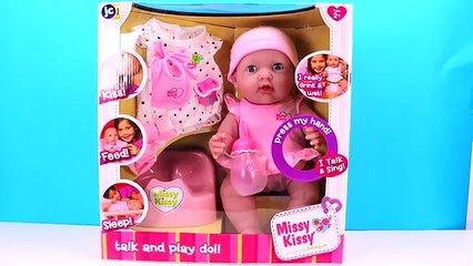 Missy Kissy Baby Doll pee in potty toy - feed & change diaper cute little baby girl