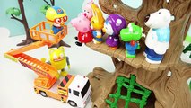 뽀로로 사다리차 자동차 장난감놀이 에디와 페파피그 구출 구조하기 슈팅카 월드카 - Pororo Toy Ladder Truck Play with Peppa Pig