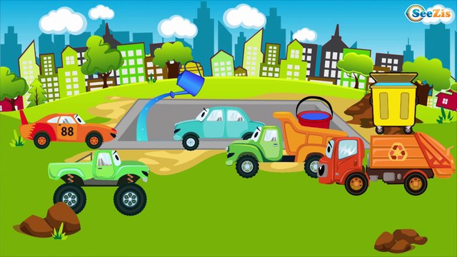 Пожарный автомобиль и Монстр трак Мультфильмы про МАШИНКИ в Городе Сборник 10 Минут Все серии подряд