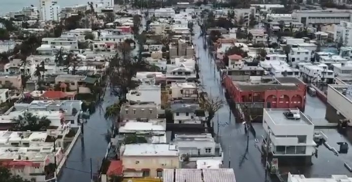 Drone Video Shows Flooded Streets in San Juan After Hurricane Maria