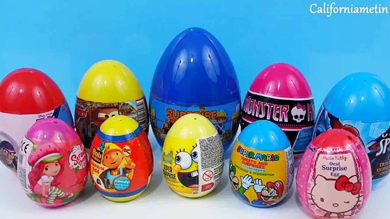 Many Surprise Eggs SpiderMan SpongeBob Super Mario Cars Toy Story Monster High