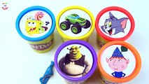 Сups Stacking Toys Play Doh Clay Frozen Elsa Monster Truck Cat Tom Ben and Hollys Shrek Learn Color