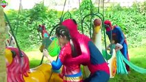 Witches magic Freeze & Spiderman and Frozen Elsa vs Superman Girl ferris and Roller coaster