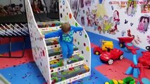 Indoor playground with funny toys for kids ; slides, cars and motorcycles. KIDS TOYS CHANNEL