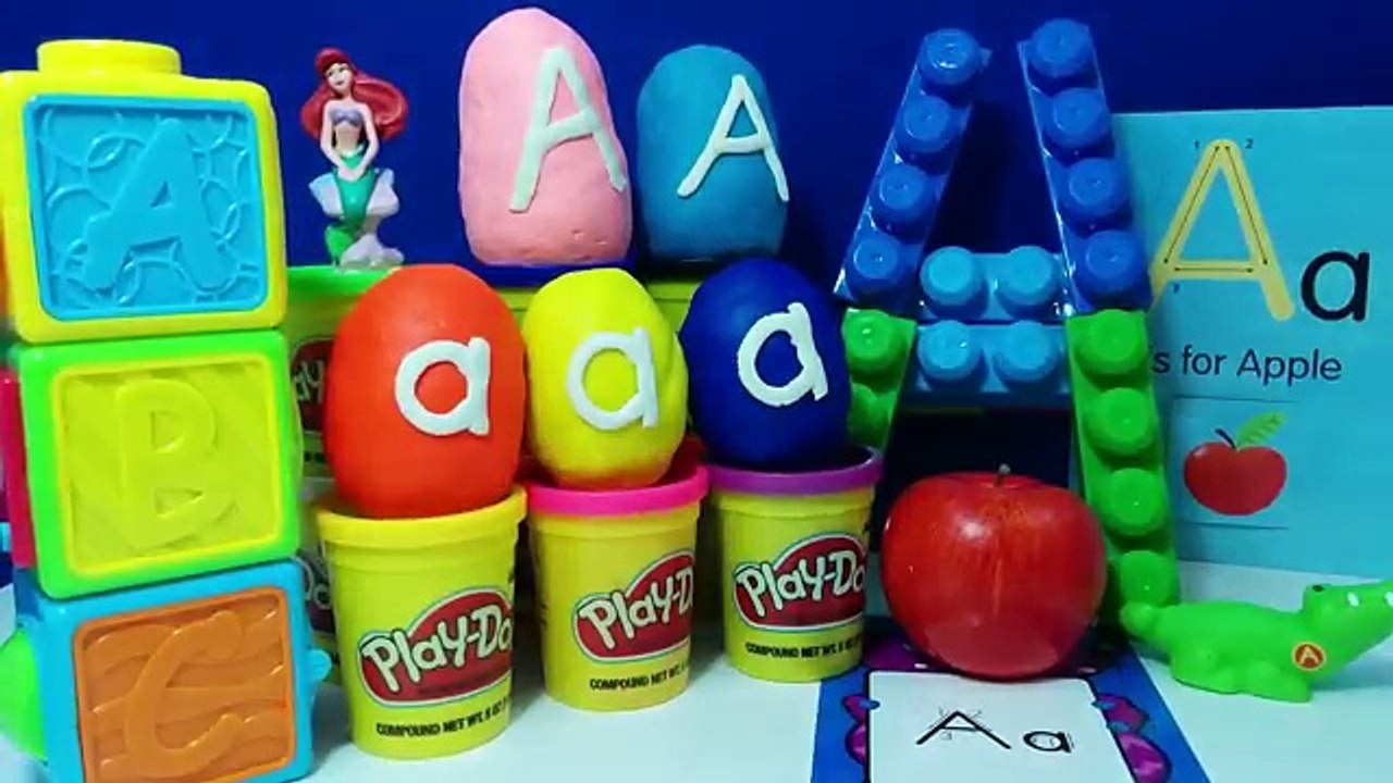The Letter A with 6 ABC Surprise Eggs - A is for Apple Alligator Anna Ariel Aurora