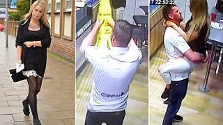 CCTV shows Domino's pair imitating sex act with yellow cone