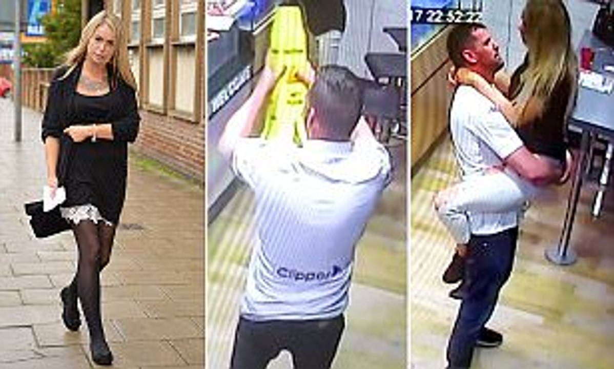 CCTV shows Domino's pair imitating sex act with yellow cone