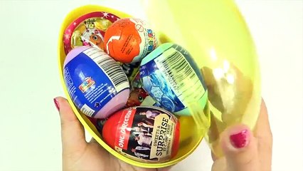 Скачать видео: Giant RAINBOW SURPRISE EGG Frozen Elsa Barbie OneDirection Kinder Shopkins Filly Princess Toys