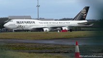 Iron Maiden - Ed Force One Boeing 747 - Spectacular Takeoff at Cardiff Airport (CWL/EGFF)