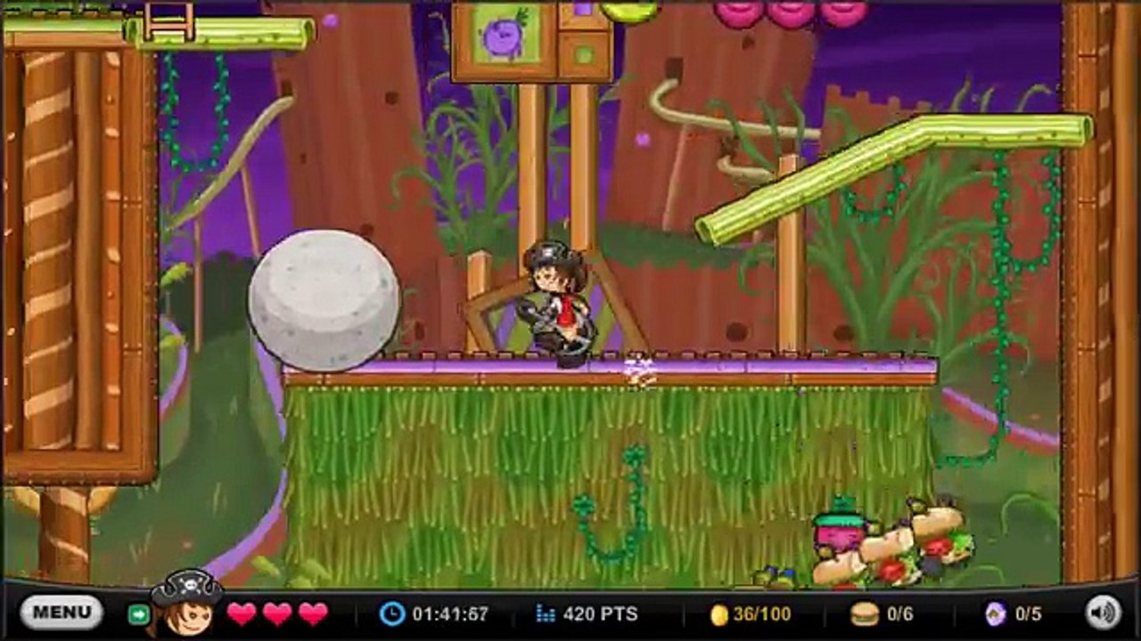 Papa Louie 2 Gameplay/Walkthrough, KAHUNA Collect 100 Coins! Level 6 [HD]