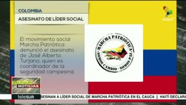 teleSUR noticias. Colombia: denuncian nuevo asesinato de líder social