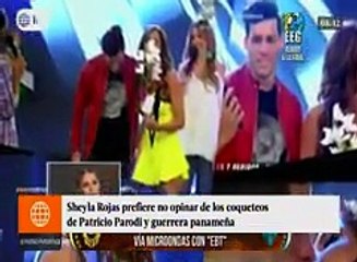 Sheyla Rojas le desea suerte a Patricio Parodi con panameña