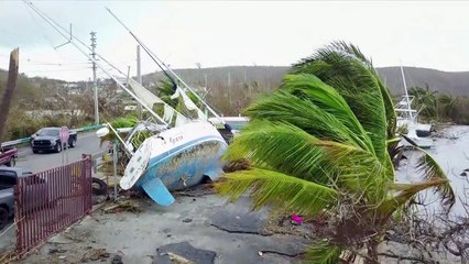 Drone captures post-hurricane damage and floods in Puerto Rico