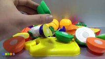 Learn Names, Colors Of Fruits And Vegetables With Toy Velcro Cutting Fruits And Vegetables.