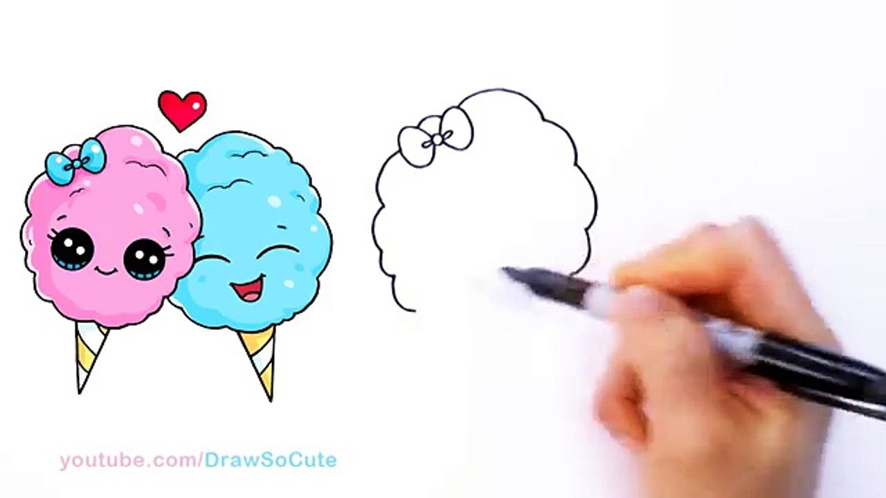 How to Draw Cartoon Cotton Candy Cute and Easy Step by step video
