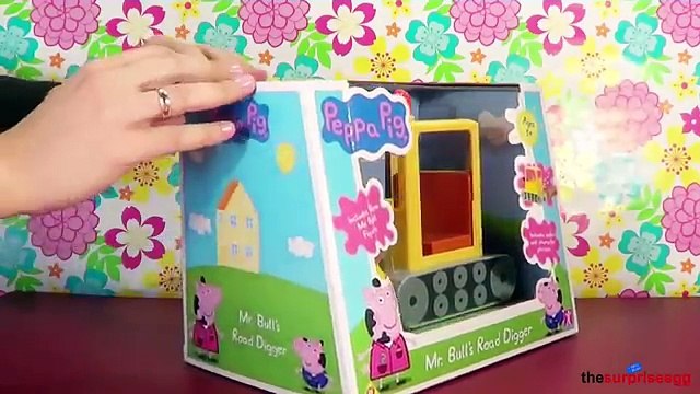 Peppa Pig Mr. Bulls Road Digger Playset vehicle with sound opening unboxing toys
