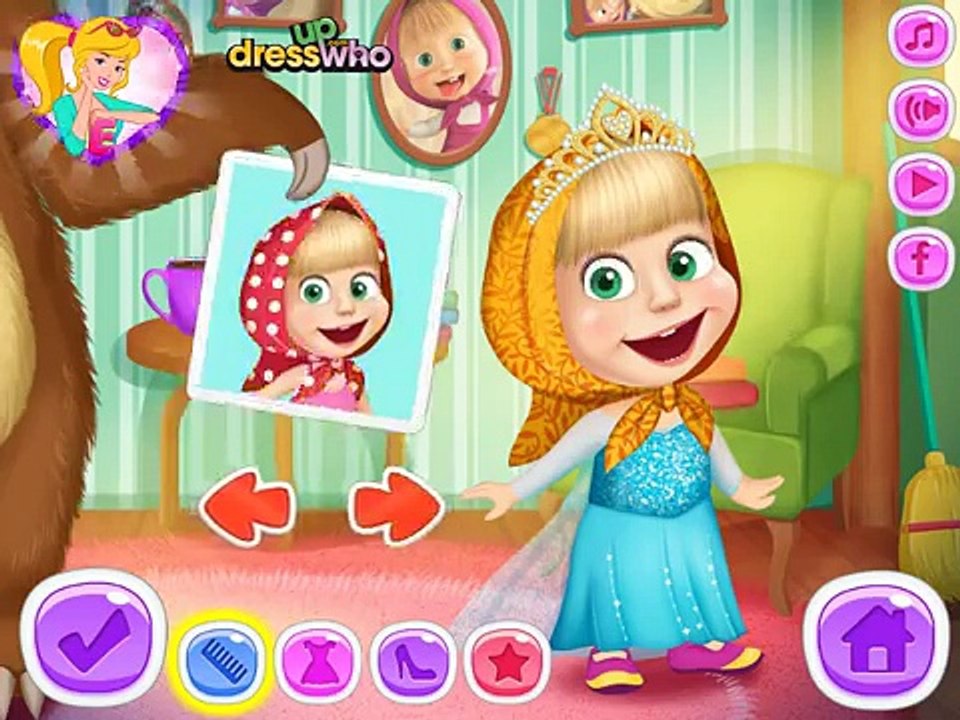 Masha Cô bé siêu quậy và chú gấu xiếc: Masha mặc thử váy các cô công chúa Disney