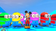 Mickey Mouse & Minions COLORS & Lightning McQueen Cars - Finger Family Nursery Rhyme