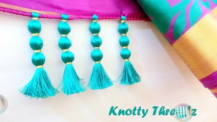 How to make Saree Kuchu Design using Silk Thread - Beaded Design at Home | Tutorial !!