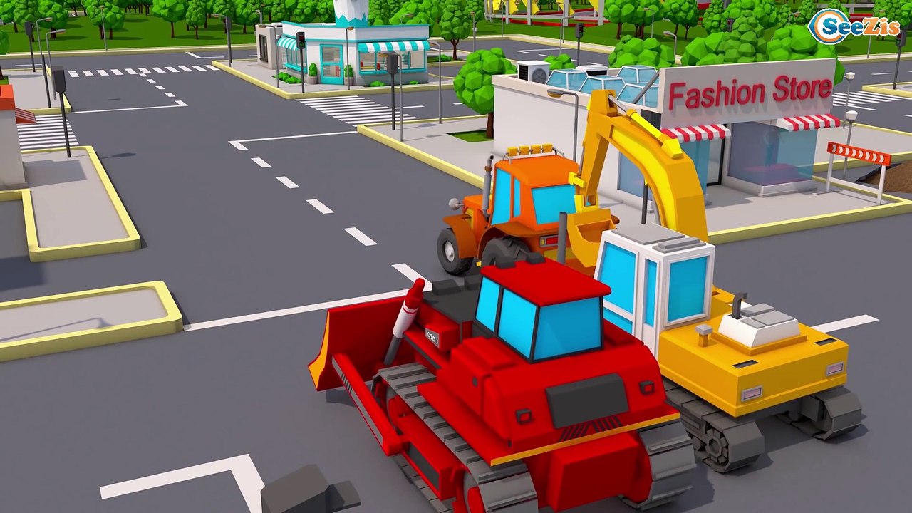 Bulldozer & Giant Excavato Real Diggers Construction Vehicles 3D Kids ...