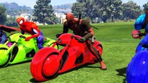 Learn Colors Motorcycle w Superhero Cartoon Videos with Sports Cars for kids & Nursery Rhymes