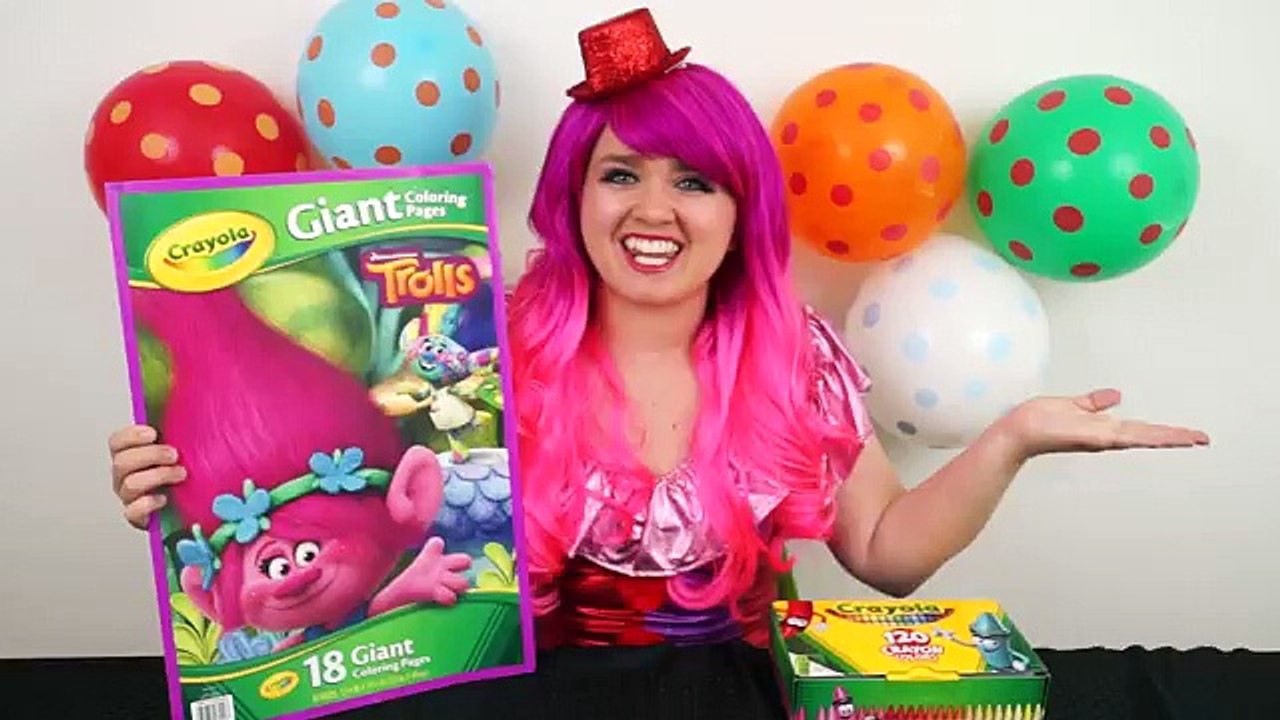 Coloring Trolls The Bergens GIANT Coloring Book Page Crayola Crayons | COLORING WITH KiMMi THE CLOWN
