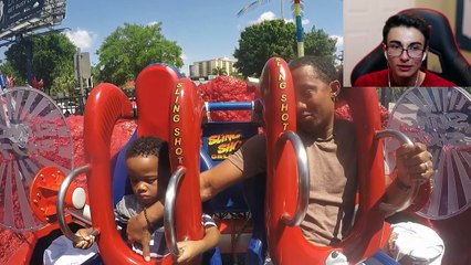 kid falls off roller coaster, lands on..