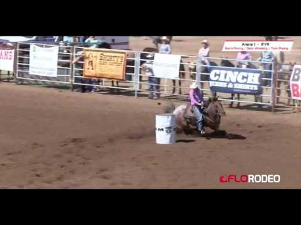 Ali Armstrong 16.4 barrels run at International Finals Youth Rodeo 2017