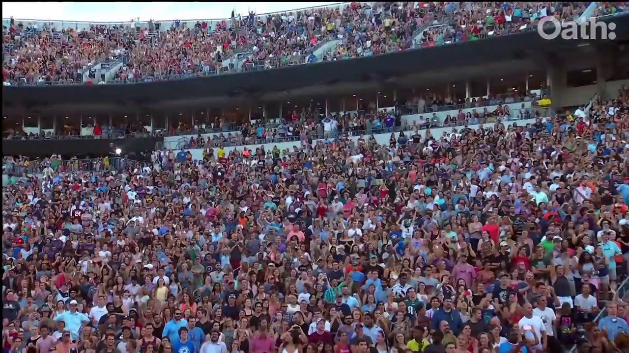Jonny and Chris performing Adventure of a Lifetime at #Concert4Cville #MusicAndUnity