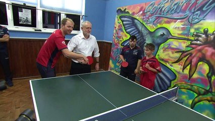Jeremy Corbyn stops off in Brighton for a spot of Ping Pong