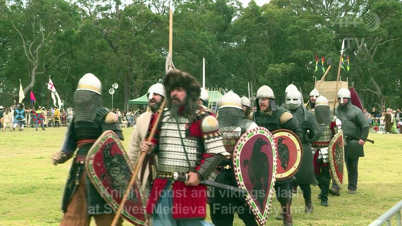 Knights joust and vikings clash at medieval fai...