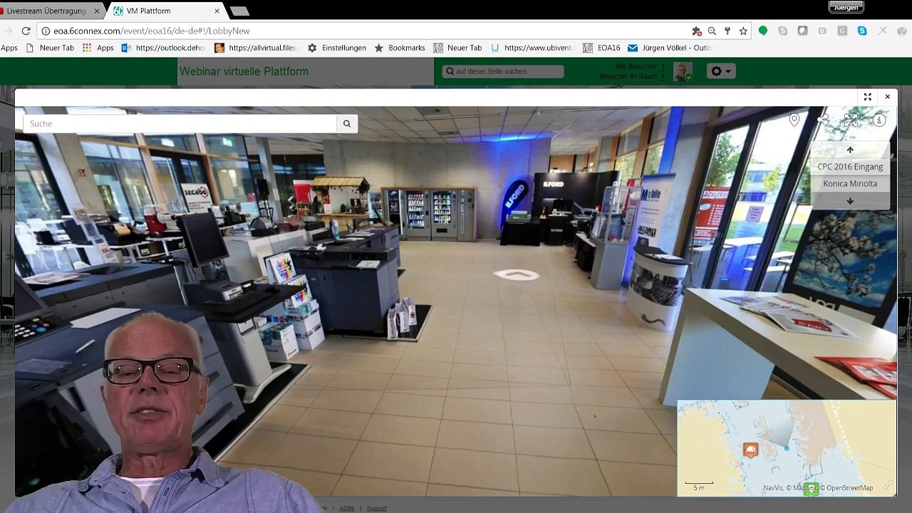 360° Panorama Aufnahmen innerhalb der virtuellen online Plattform