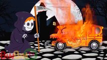 School Bus vs Police Car - Videos For Kids Halloween - Scary Monster Trucks For Children Cartoon
