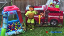 PAW PATROL Nickelodeon BALL PIT CHALLENGE Giant Paw Patrol and Thomas Tent Egg Surprise Toys Video
