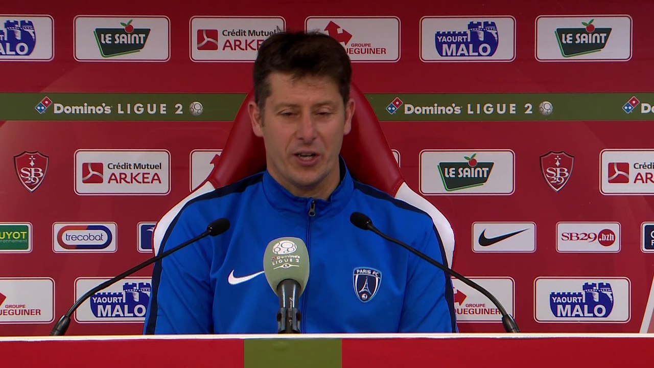 Conférence de presse Stade Brestois - Paris FC (1-1) : Fabien MERCADAL (PFC) - Jean-Marc FURLAN (SB29) - 2017/2018