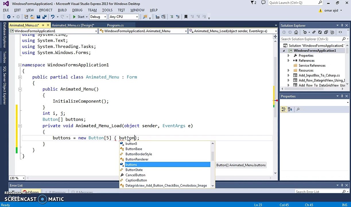 C# -  Create Animated Menu With Buttons In C# [ With Source Code ]