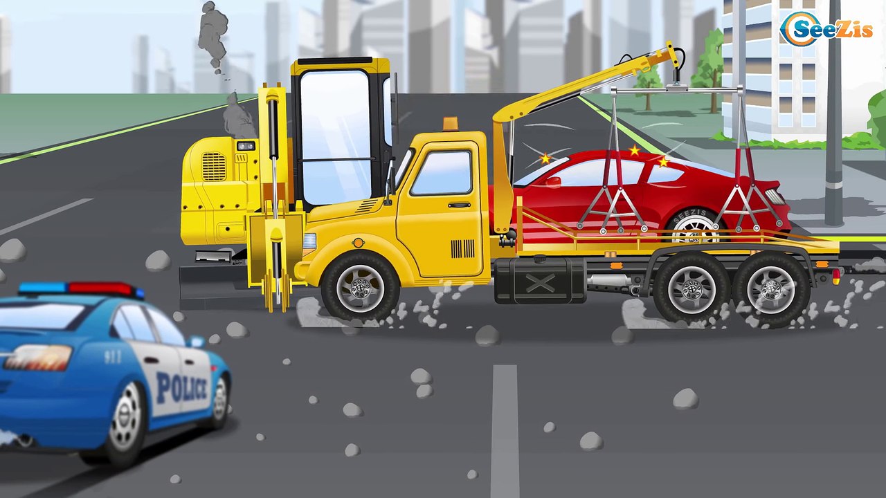 The Yellow Bulldozer digging | Construction Cars and Trucks Cartoon for children