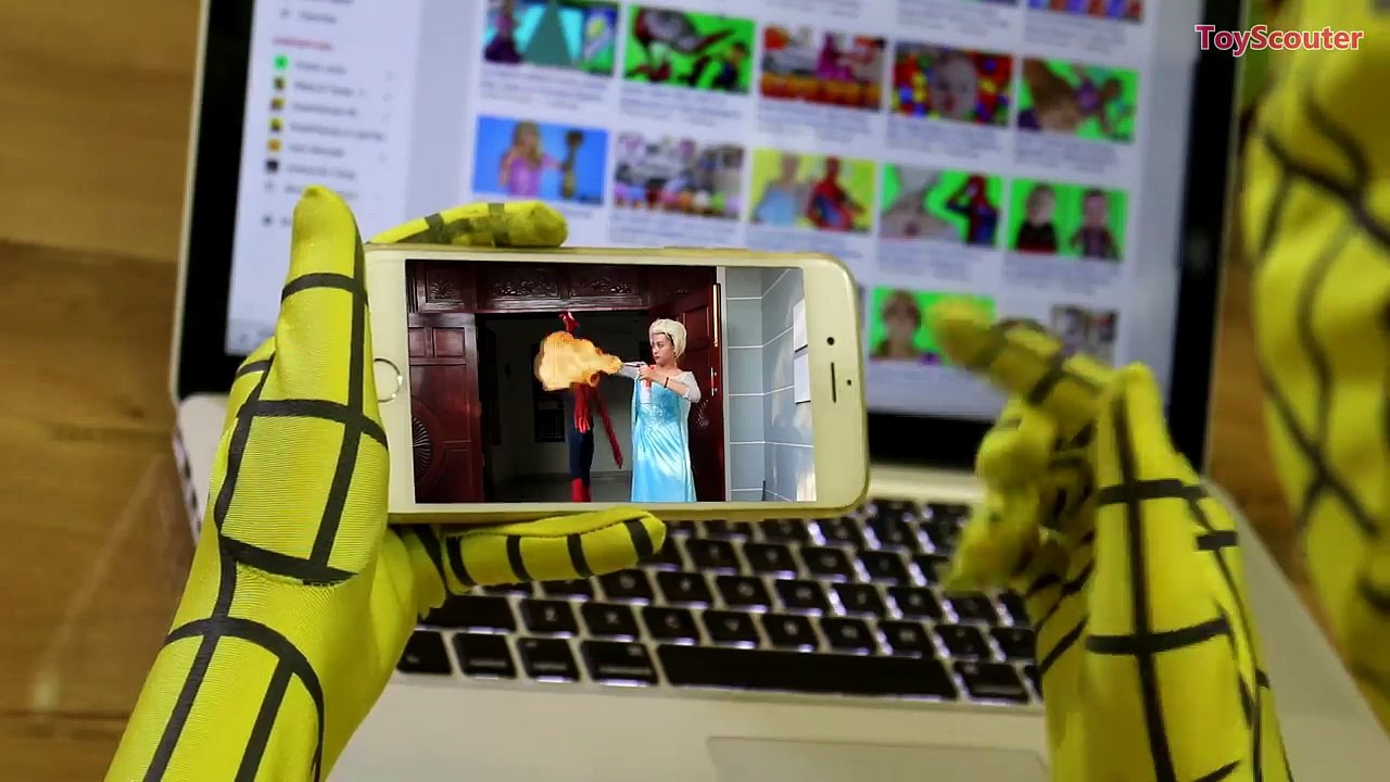 Frozen Elsa BURNS SPIDERMAN COSTUME! w/ Spidergirl, Maleficent & Joker in Real Life