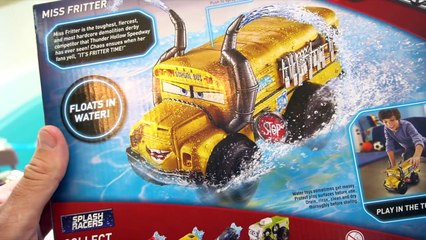DISNEY CARS 3 MISS FRITTER SPLASH RACERS WATER DEMO DERBY BUS DESTROYS LIGHTNING FUNNY TOY FAMILY