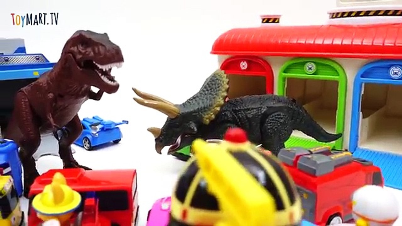 Defeat The Dinosaurs With Shooting Cars~! Tobot Tayo Pororo Shooting Car Toy