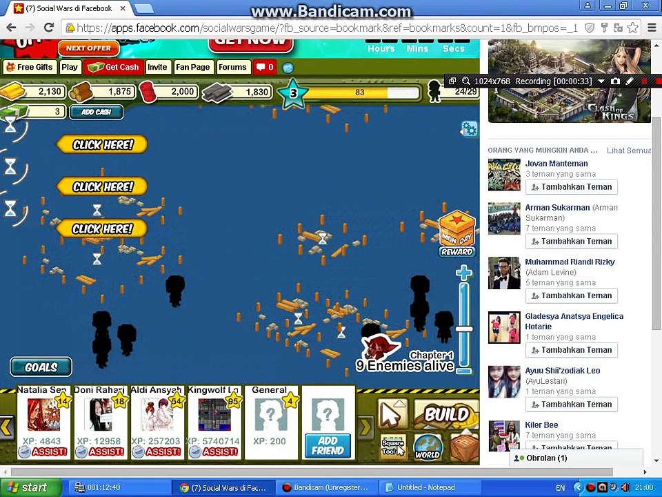 Cheat Social War 2016 Cash,gold, all 9999 (This cheat works if you lucky in 2017!)