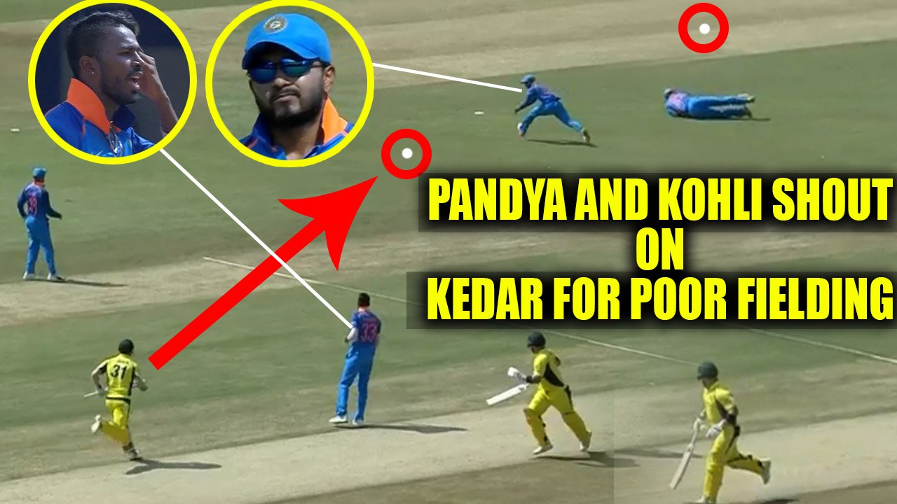 India vs Australia 3rd ODI : Virat Kohli, Hardik Pandya fume over Jadhav's poor fielding | Oneindia