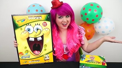 Coloring SpongeBob Squarepants & Patrick GIANT Coloring Book Crayons | COLORING WITH KiMMi THE CLOWN