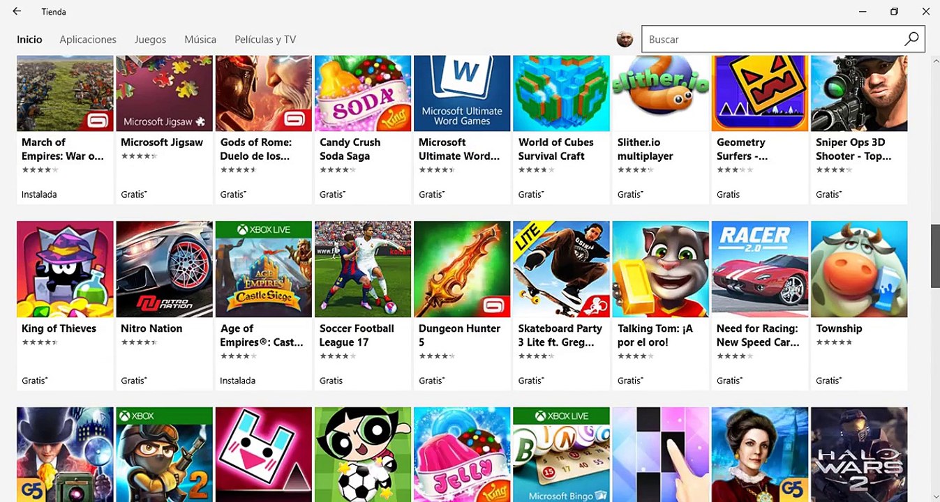 Catalogo de Tienda Windows 10